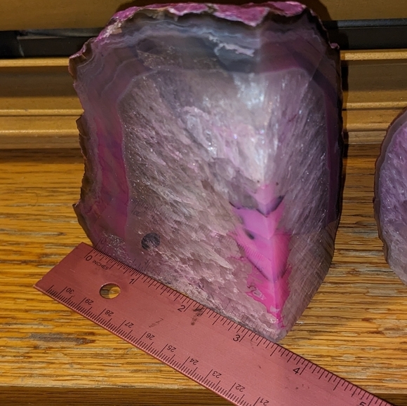 Agate Geode Sections Pair of Dyed Pink​​ - Picture 3 of 15